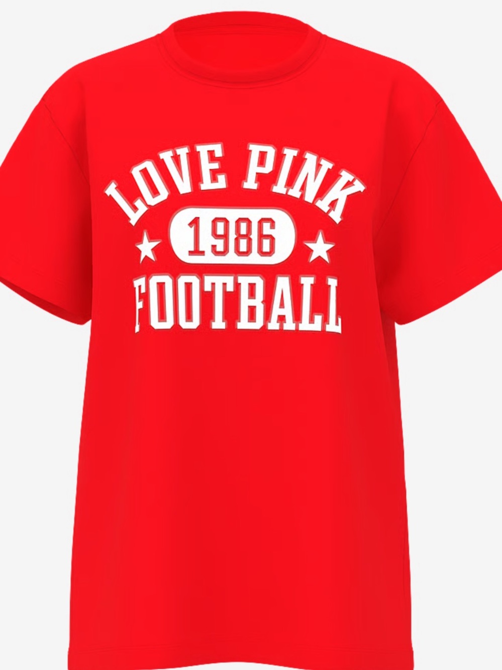 Victoria's Secret Love Pink Football Tee in Red and White